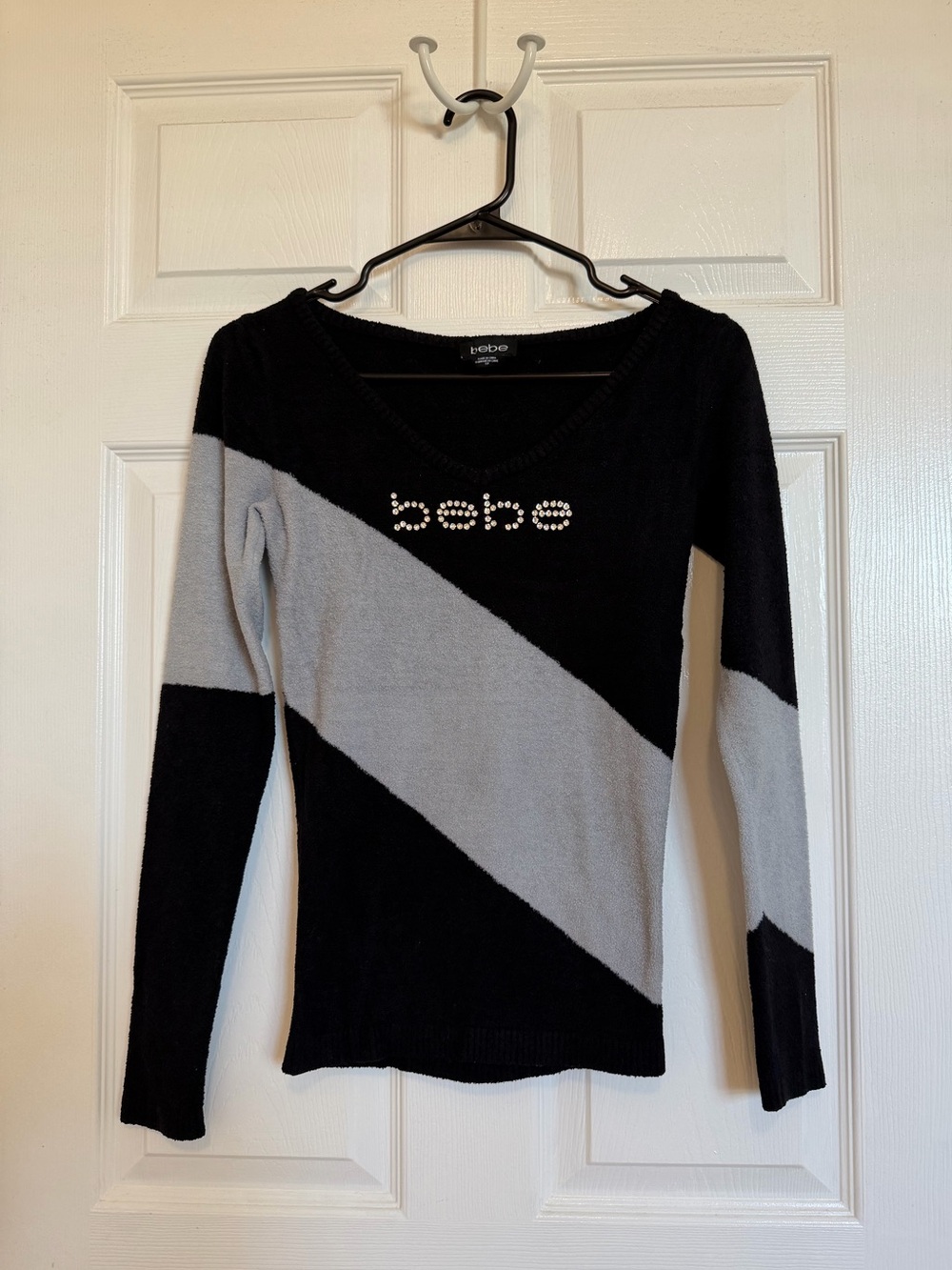 Women’s Vintage Y2K Bebe Rhinestone Logo Sweater Size S